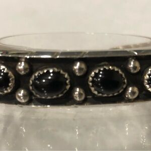 Navajo Black and Silver Bangle Bracelet (Reed Charley)